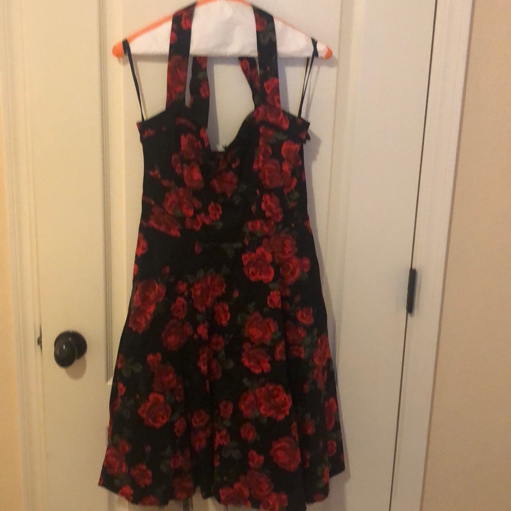 Flirty halter a line dress with tulle liner